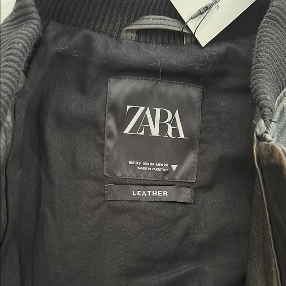 ZARA OVERSIZED LEATHER BOMBER JACKET DARK BROWN XS 5479/713/716 GENUINE FALL - Picture 5 of 9